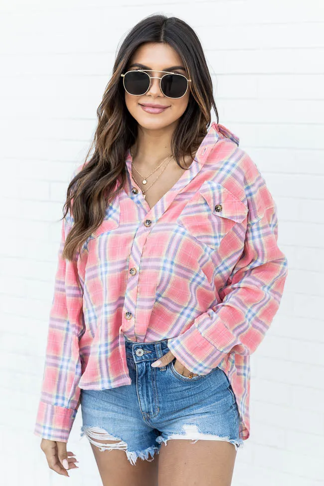 Flattering Style Red Multi Plaid Button Up Blouse FINAL SALE sold by Pink Lily