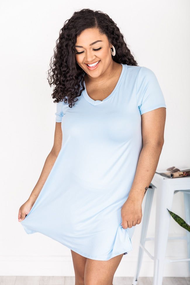 Enjoy The Days Together Light Blue T-Shirt Dress FINAL SALE sold by Pink Lily product image thumbnail 9