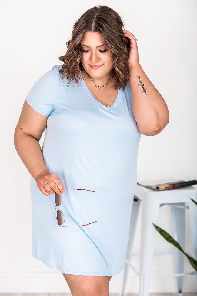 Enjoy The Days Together Light Blue T-Shirt Dress FINAL SALE sold by Pink Lily product image thumbnail 12