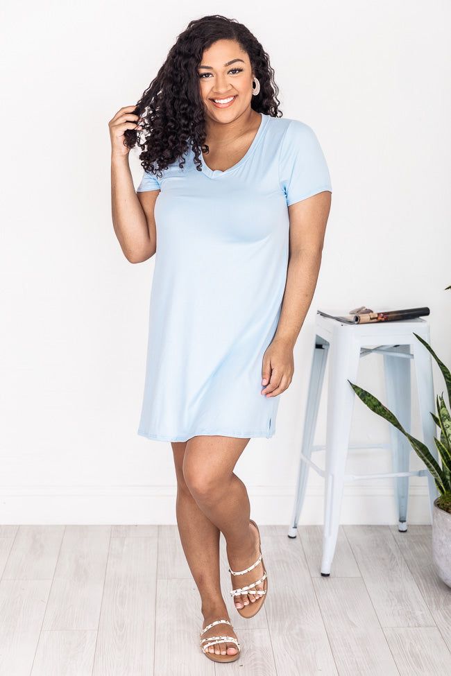 Enjoy The Days Together Light Blue T-Shirt Dress FINAL SALE sold by Pink Lily product image thumbnail 8