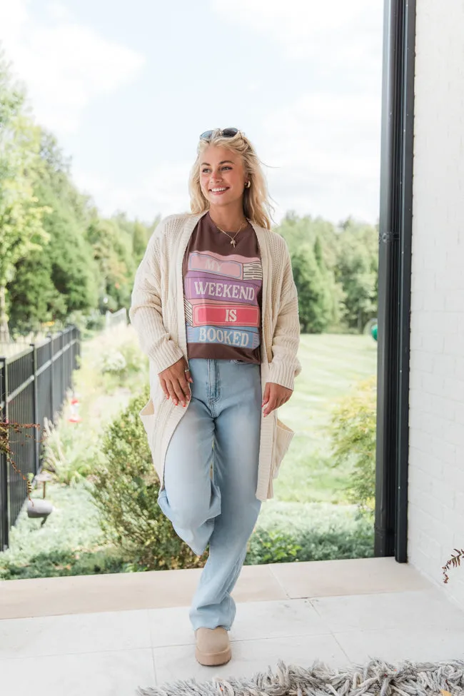 My Weekend Is Booked Mocha Oversized Graphic Tee sold by Pink Lily product image thumbnail 2