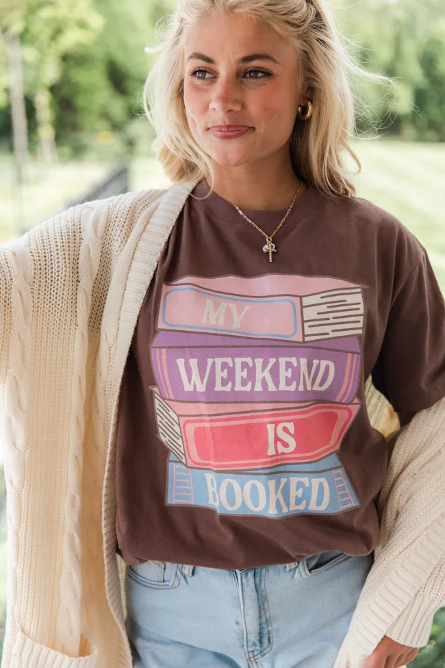 My Weekend Is Booked Mocha Oversized Graphic Tee sold by Pink Lily product image thumbnail 4