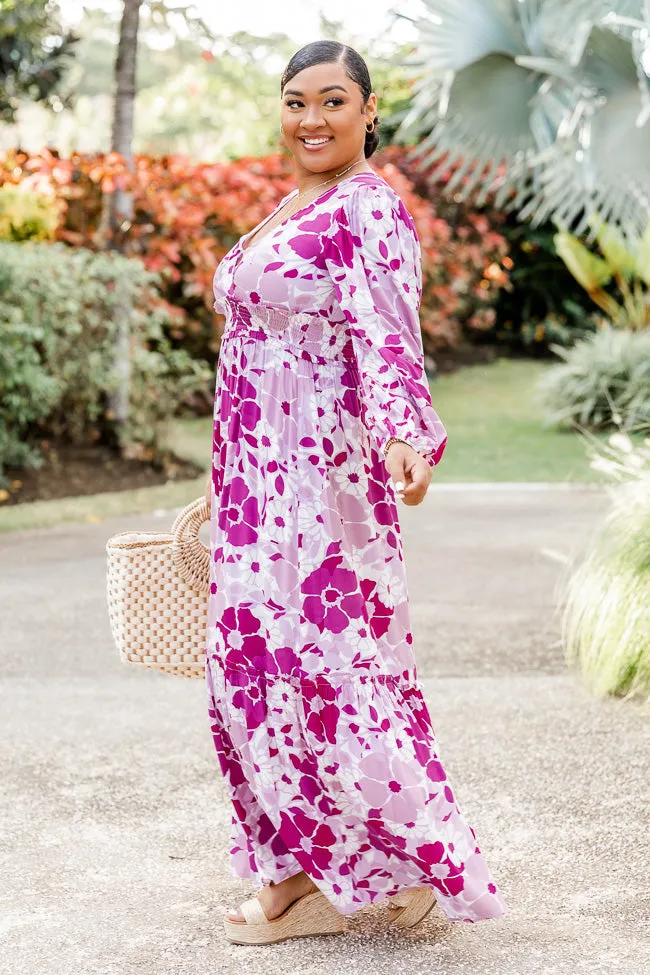 Sweet Paradise Long Sleeve Purple Floral Maxi Dress FINAL SALE sold by Pink Lily product image thumbnail 5