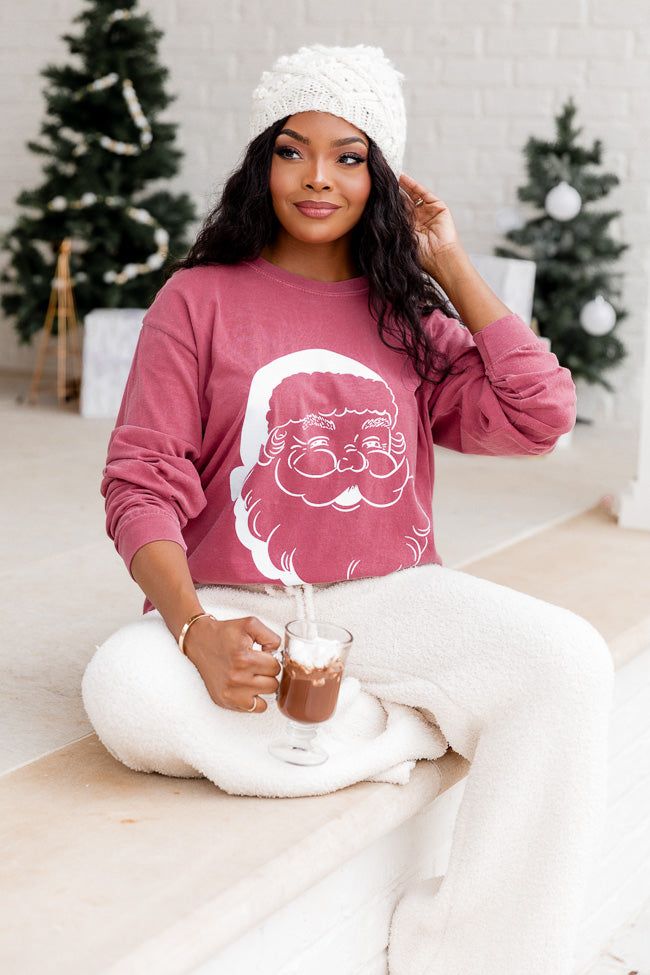Vintage Santa Red Long Sleeve Graphic Tee sold by Pink Lily