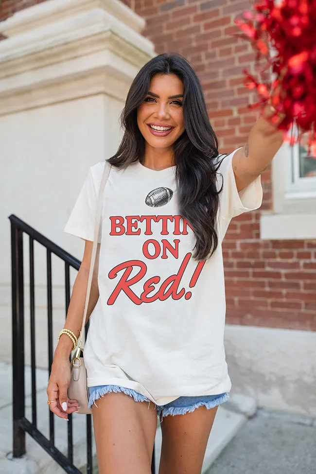 Bettin' On Red Soft Cream Oversized Graphic Tee sold by Pink Lily