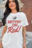 Bettin' On Red Soft Cream Oversized Graphic Tee sold by Pink Lily