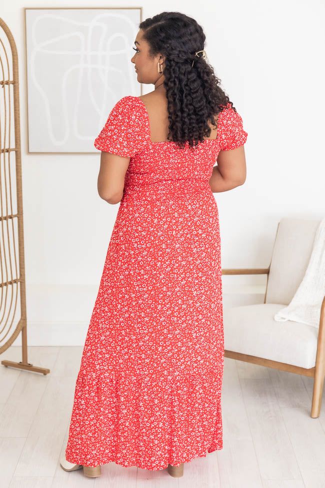 Lovely Little Tune Red Smocked Bust Floral Maxi Dress sold by Pink Lily product image thumbnail 13