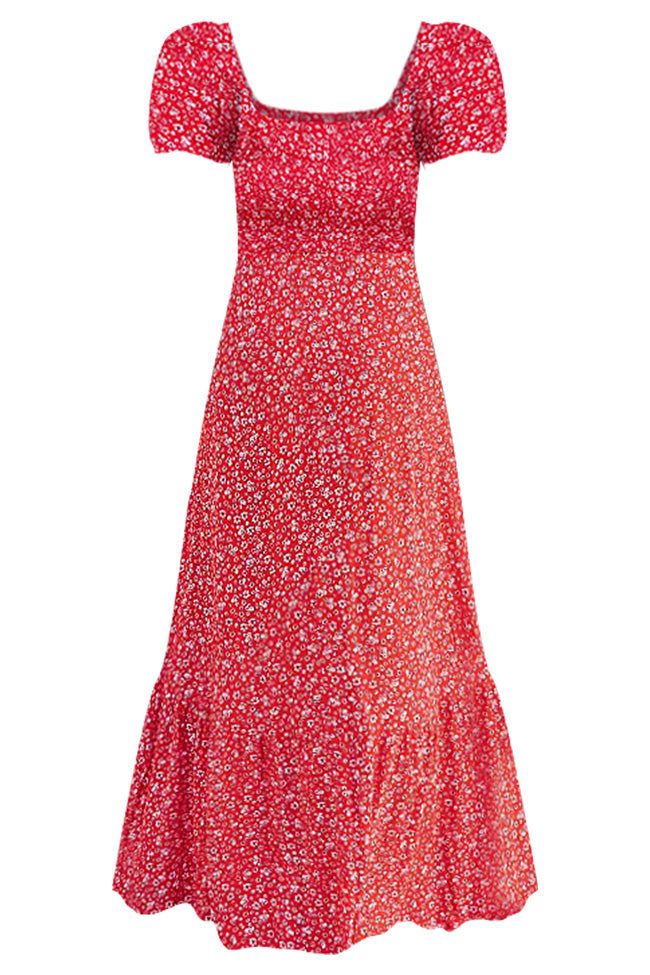 Lovely Little Tune Red Smocked Bust Floral Maxi Dress sold by Pink Lily product image thumbnail 14