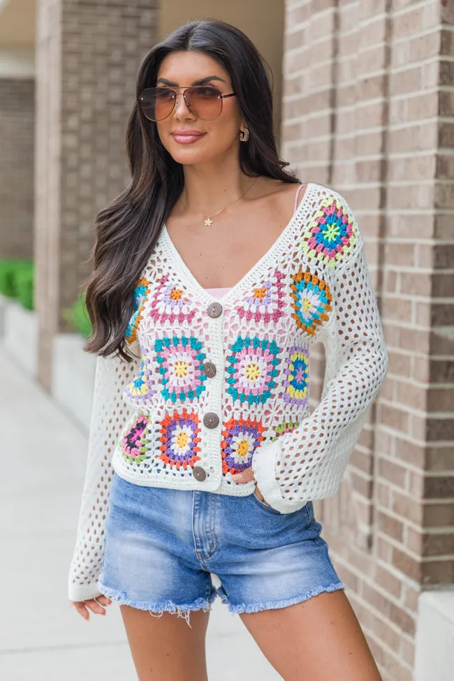 Evermore Elegance Cream Crochet Cardigan FINAL SALE sold by Pink Lily