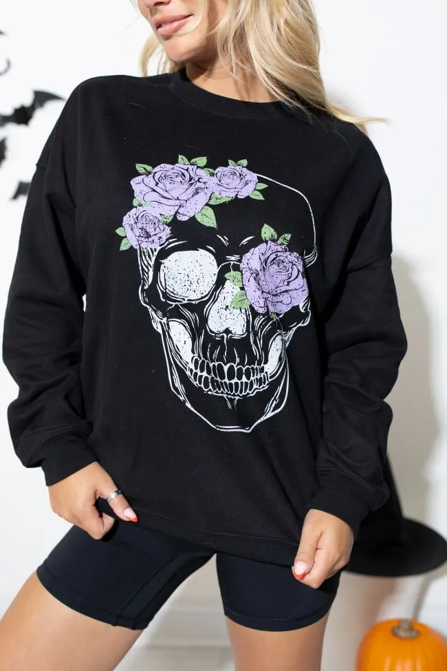 Floral Skull Black Oversized Graphic Sweatshirt sold by Pink Lily product image thumbnail 3