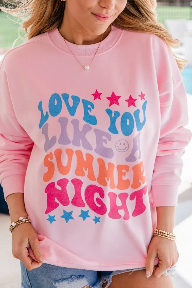 Love You Like A Summer Night Light Pink Oversized Graphic Sweatshirt sold by Pink Lily product image thumbnail 3
