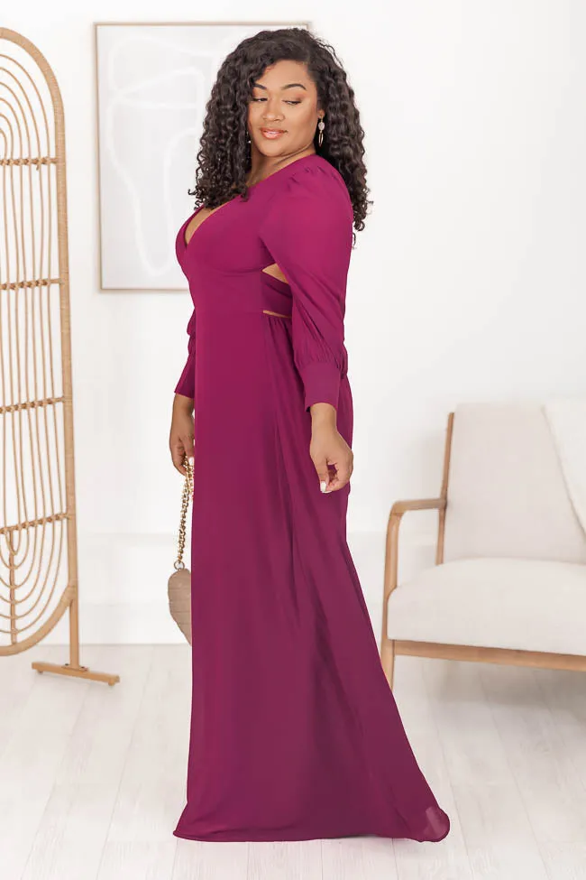 I Choose You Wine Open Back Maxi Dress FINAL SALE sold by Pink Lily product image thumbnail 5