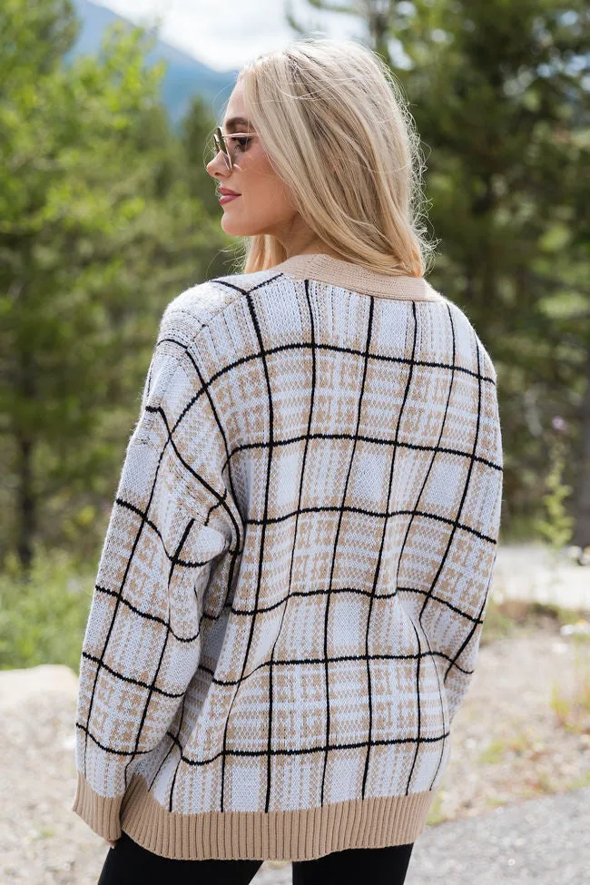 Never Settle Tan Plaid Cardigan SALE sold by Pink Lily product image thumbnail 4