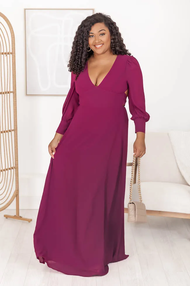 I Choose You Wine Open Back Maxi Dress FINAL SALE sold by Pink Lily product image thumbnail 4