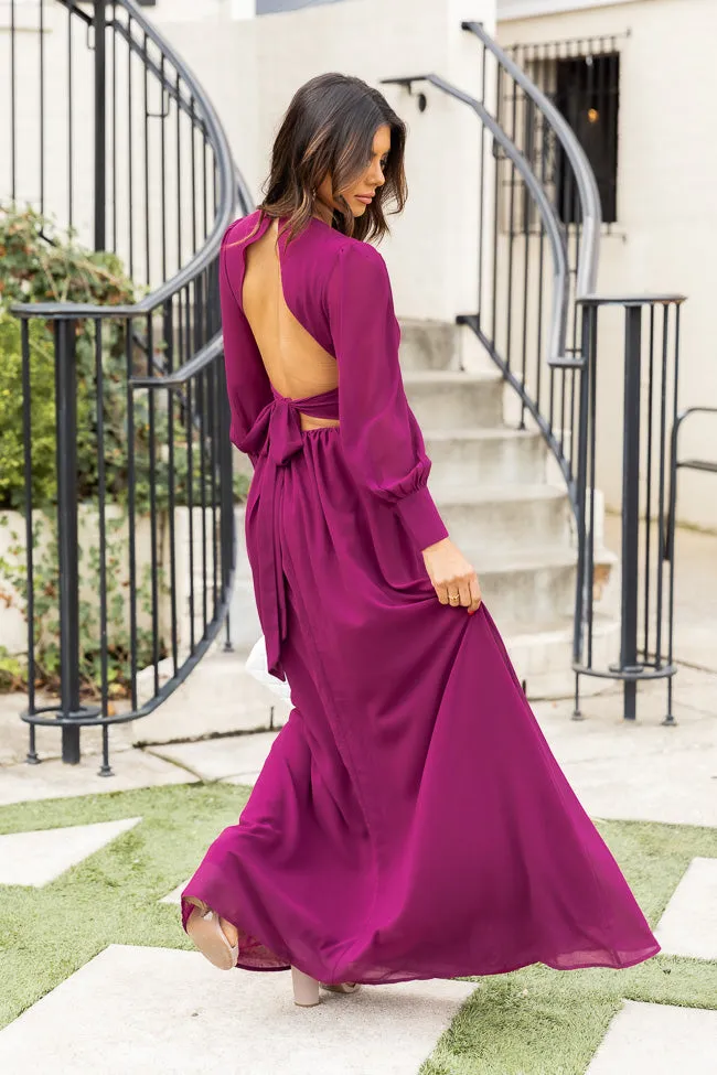 I Choose You Wine Open Back Maxi Dress FINAL SALE sold by Pink Lily product image thumbnail 2