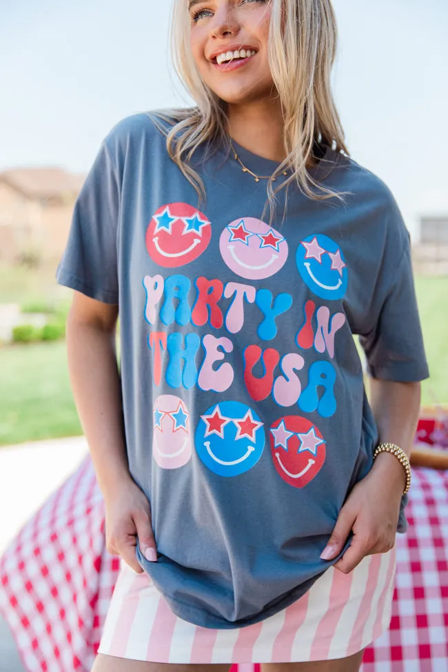 Party In The USA Grey Oversized Graphic Tee sold by Pink Lily product image thumbnail 2