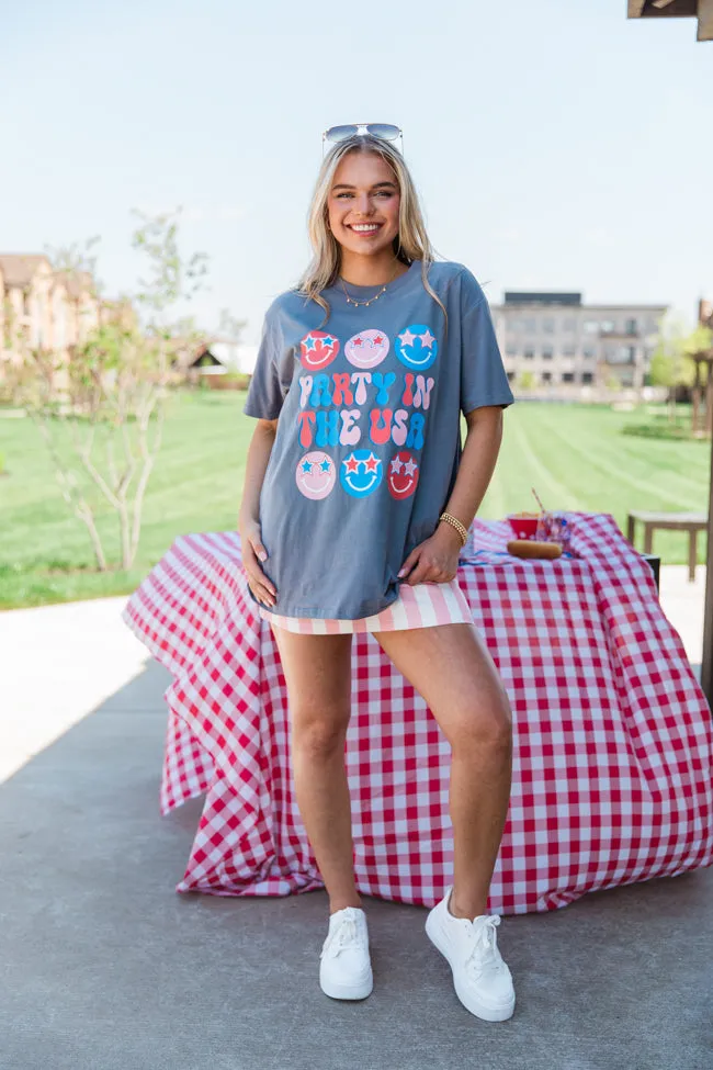 Party In The USA Grey Oversized Graphic Tee sold by Pink Lily product image thumbnail 3