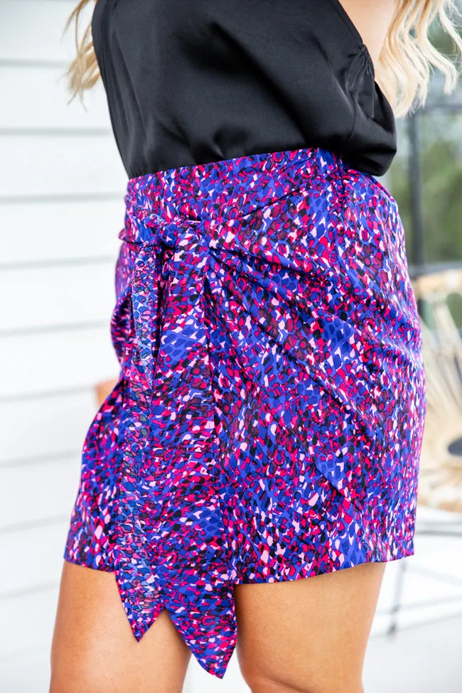 Take Me To The City Blue and Red Printed Tie Skirt FINAL SALE sold by Pink Lily product image thumbnail 3