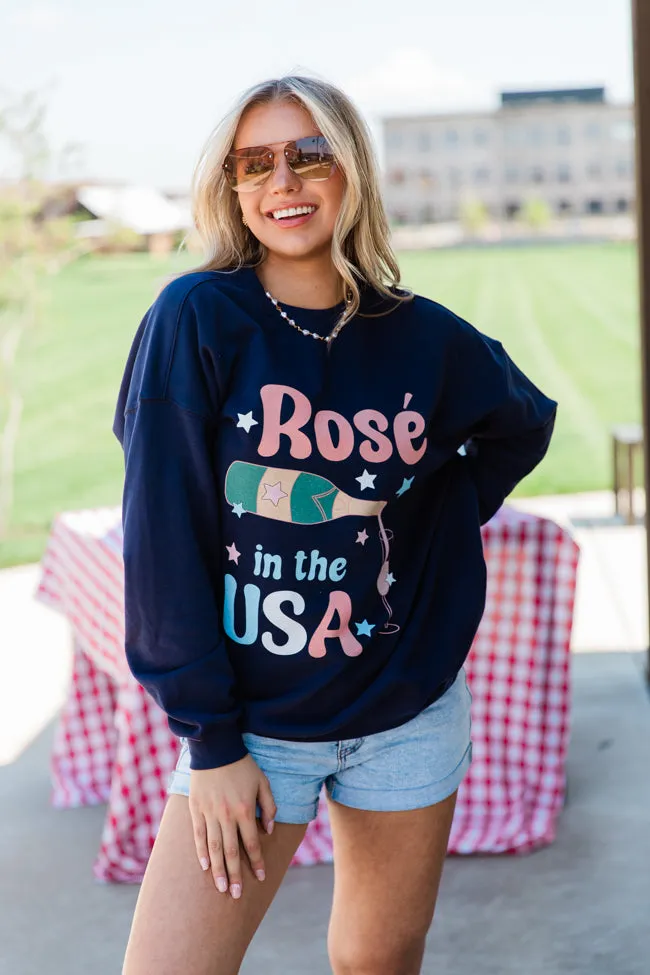 Rose' In The USA Navy Oversized Graphic Sweatshirt sold by Pink Lily product image thumbnail 3