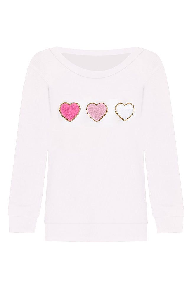 Hearts Pale Pink Chenille Patch Graphic Sweatshirt FINAL SALE sold by Pink Lily product image thumbnail 4