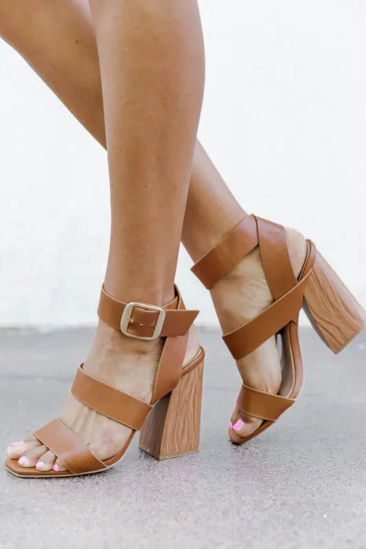 Indie Cognac Buckle Closure Heels FINAL SALE sold by Pink Lily