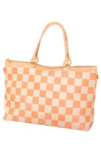 Fuzzy Orange Checkered Tote Bag FINAL SALE sold by Pink Lily