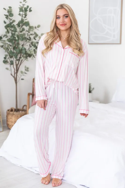 Makes A Difference Pink Stripe Bamboo Pajama Set sold by Pink Lily
