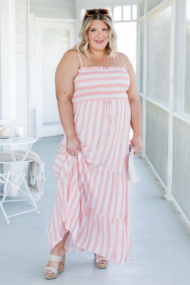 Chasing You Pink Stripe Smocked Maxi Dress sold by Pink Lily product image thumbnail 5