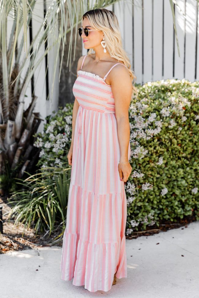 Chasing You Pink Stripe Smocked Maxi Dress sold by Pink Lily product image thumbnail 3