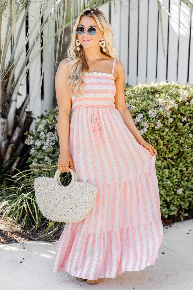 Chasing You Pink Stripe Smocked Maxi Dress sold by Pink Lily product image thumbnail 2