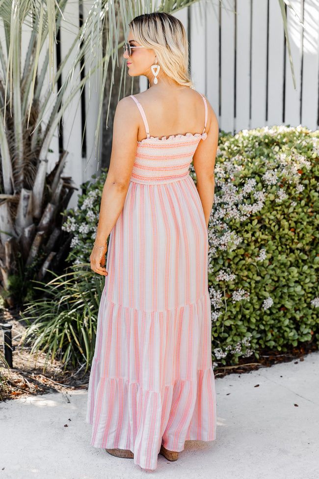 Chasing You Pink Stripe Smocked Maxi Dress sold by Pink Lily product image thumbnail 4