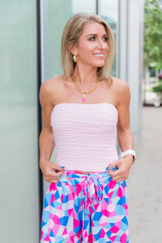 Taking Your Time Pink Textured Strapless Knit Top Kalee Rogers X Pink Lily sold by Pink Lily