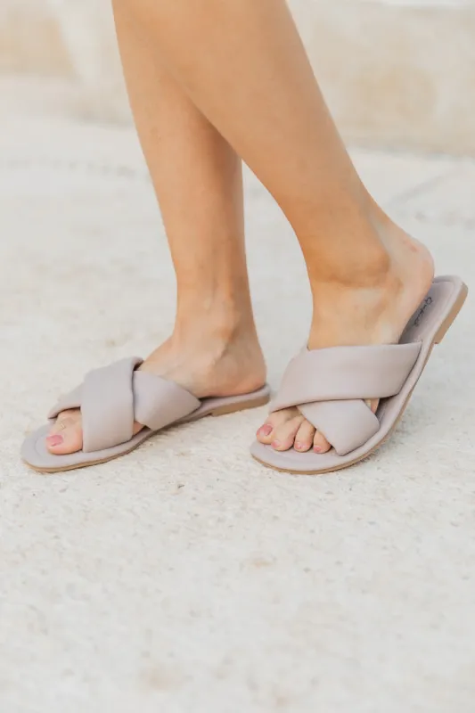 Mia Mocha Puffy Cross Strap Sandals FINAL SALE made by Pink Lily