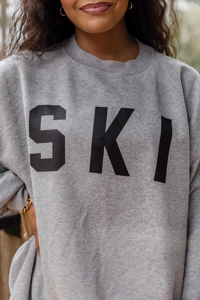 Ski Block Grey Oversized Graphic Sweatshirt sold by Pink Lily product image thumbnail 4