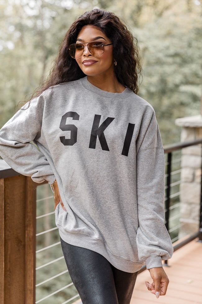 Ski Block Grey Oversized Graphic Sweatshirt sold by Pink Lily product image thumbnail 2