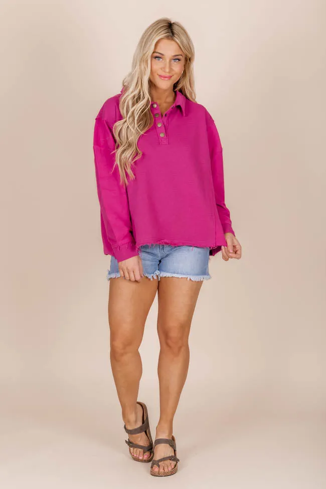 All You Can See Magenta Raw Hem Pullover FINAL SALE sold by Pink Lily product image thumbnail 2