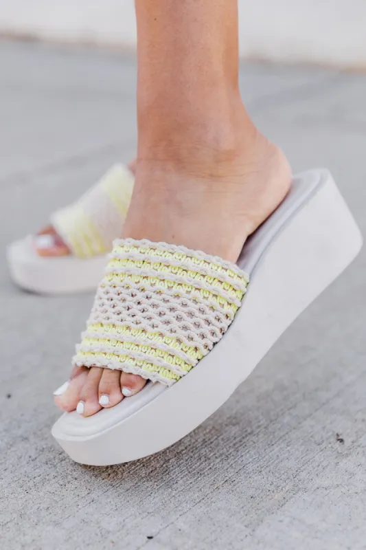 Cove White Crochet Platform Slide Sandals FINAL SALE sold by Pink Lily