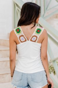 Summer Memories Ivory Crochet Sleeve Tank FINAL SALE sold by Pink Lily