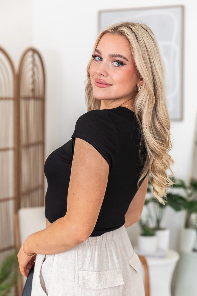 Make Your Choice Black Ribbed Baby Tee FINAL SALE sold by Pink Lily product image thumbnail 4