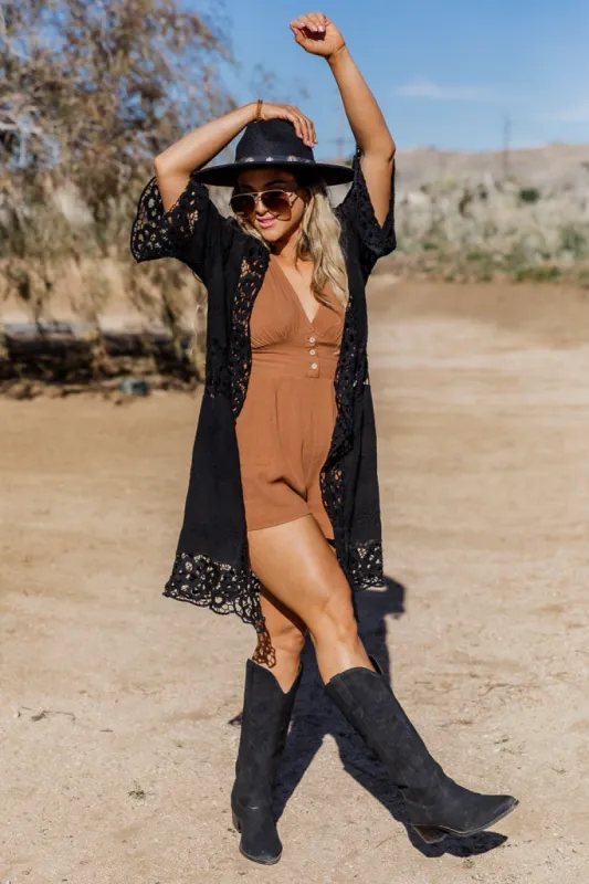 Desert Dance Party Black Crochet Cardigan FINAL SALE sold by Pink Lily