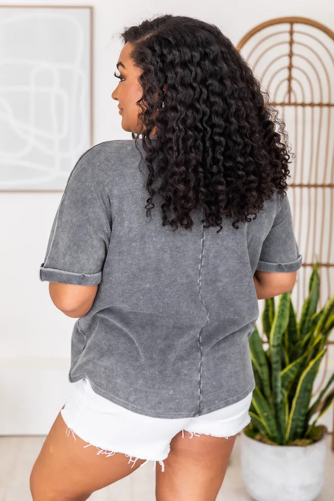 Rocker Lifestyle Charcoal Acid Wash V-Neck Tee FINAL SALE sold by Pink Lily product image thumbnail 3