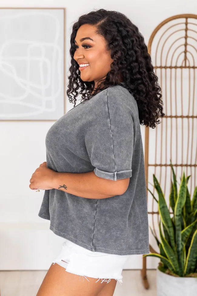 Rocker Lifestyle Charcoal Acid Wash V-Neck Tee FINAL SALE sold by Pink Lily product image thumbnail 4