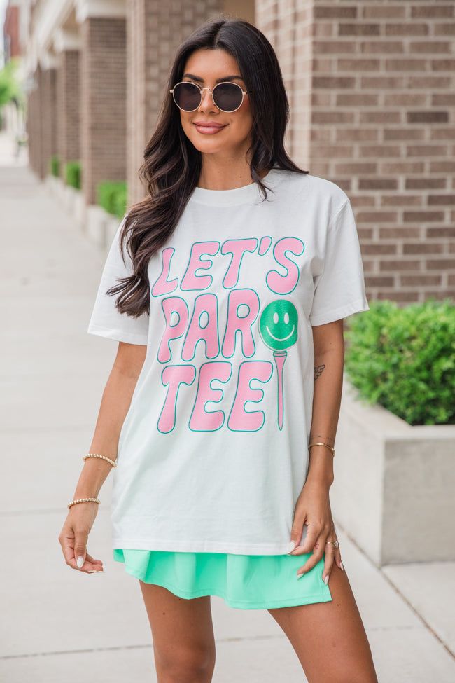 Lets Par Tee White Oversized Graphic Tee sold by Pink Lily product image thumbnail 5