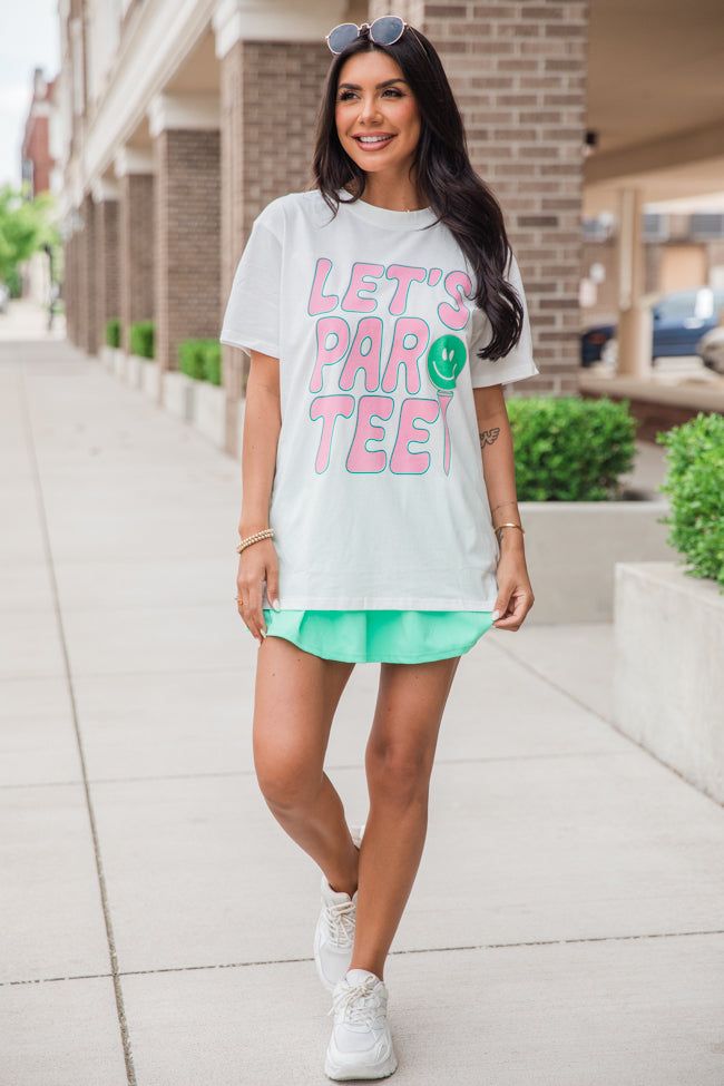 Lets Par Tee White Oversized Graphic Tee sold by Pink Lily product image thumbnail 3