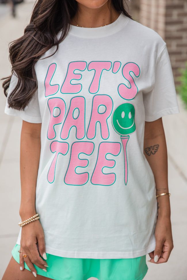 Lets Par Tee White Oversized Graphic Tee sold by Pink Lily product image thumbnail 4