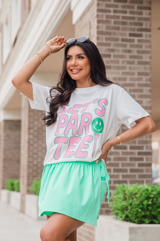 Lets Par Tee White Oversized Graphic Tee sold by Pink Lily product image thumbnail 2