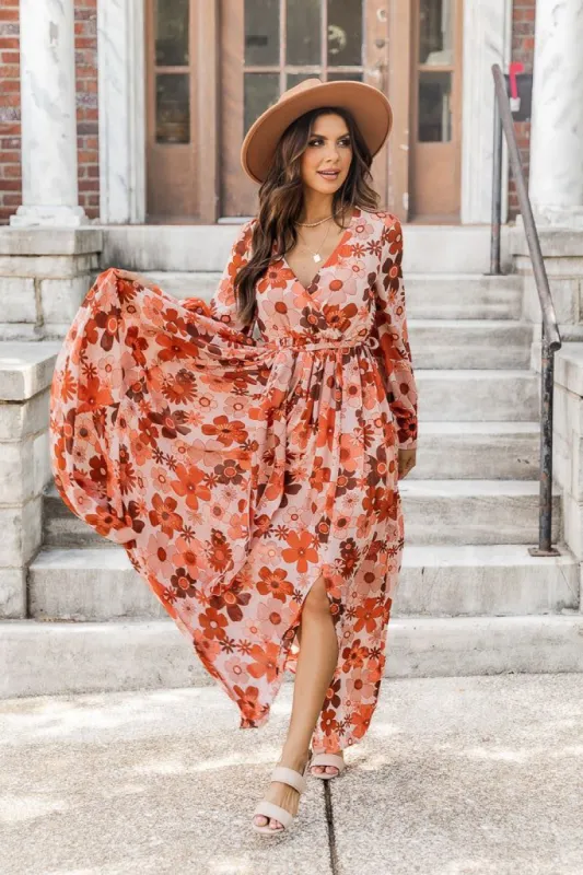 My Dearest Darling Pink Retro Floral Maxi Dress FINAL SALE sold by Pink Lily