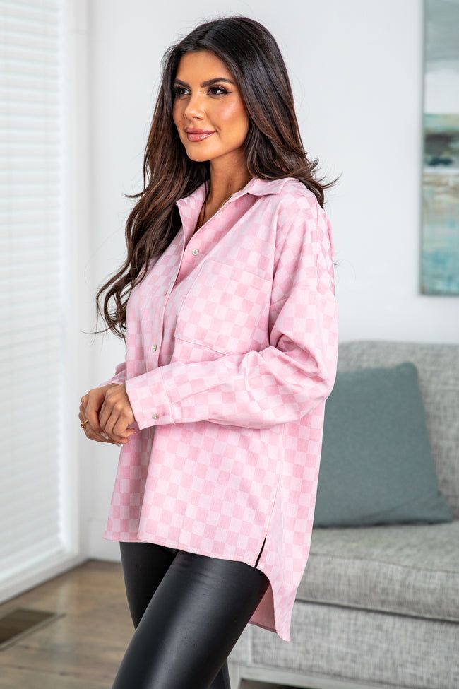 Put You In Check Pink Checkered Button Front Shirt FINAL SALE sold by Pink Lily product image thumbnail 9