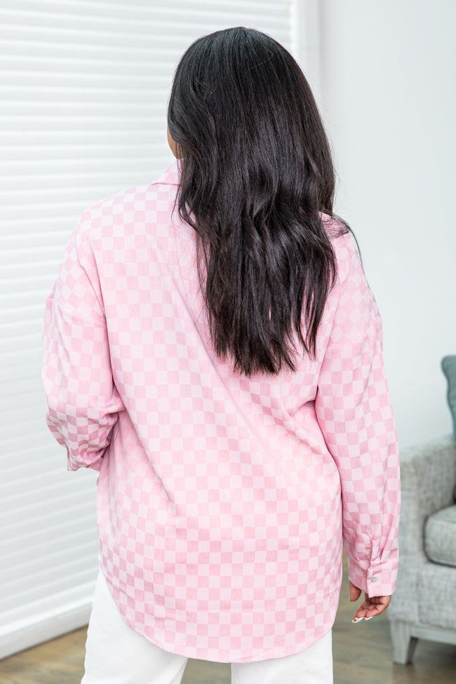 Put You In Check Pink Checkered Button Front Shirt FINAL SALE sold by Pink Lily product image thumbnail 6