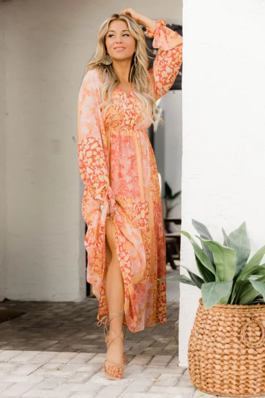 Slow Nights Printed Long Sleeve Maxi Dress FINAL SALE sold by Pink Lily